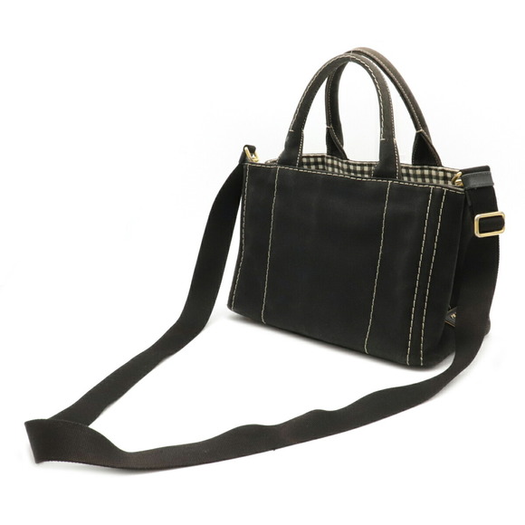 Prada Crossbody Bag Check Gingham Black Canvas Nero Canapa - Picture 1 of 9